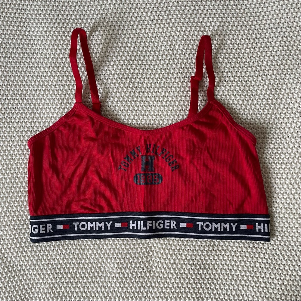 Tommy Hilfiger Red And Navy Blue Sports Bra / Bralette
